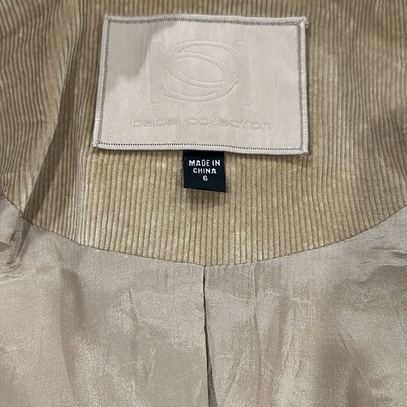 BEBE Corduroy Tan Peplum Ruffle Blazer Skirt Suit - Picture 7 of 8